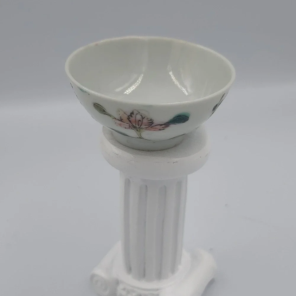 Antique Chinese Porcelain Famille Rose Floral Small Bowl Cup Hand Painted